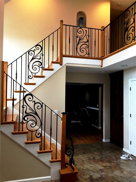 metal railing in house|metal railings for inside stairs.